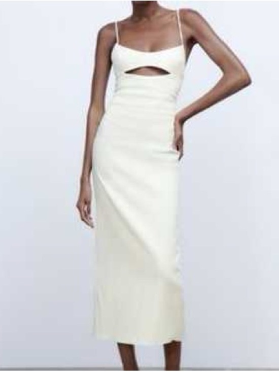 Zara Dresses & Skirts - Zara White Linen Blend Dress with Cut-Out